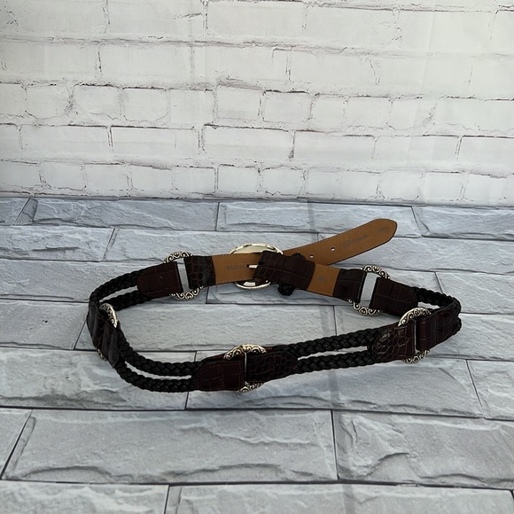 NWOT Brighton brown silver hardware braided belt 36 - Picture 4 of 9